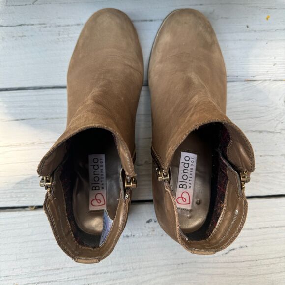 Blondo Dark Taupe Waterproof Liam Boots Comfortable Leather Chelsea Ankle Bootie - Picture 4 of 8